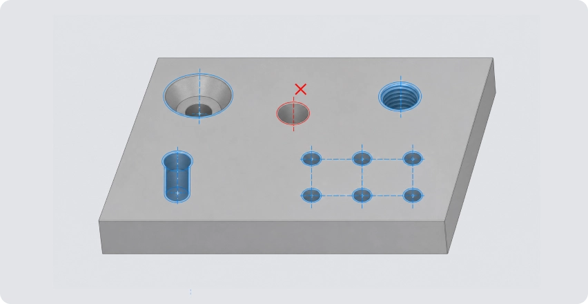 Block with several holes generated