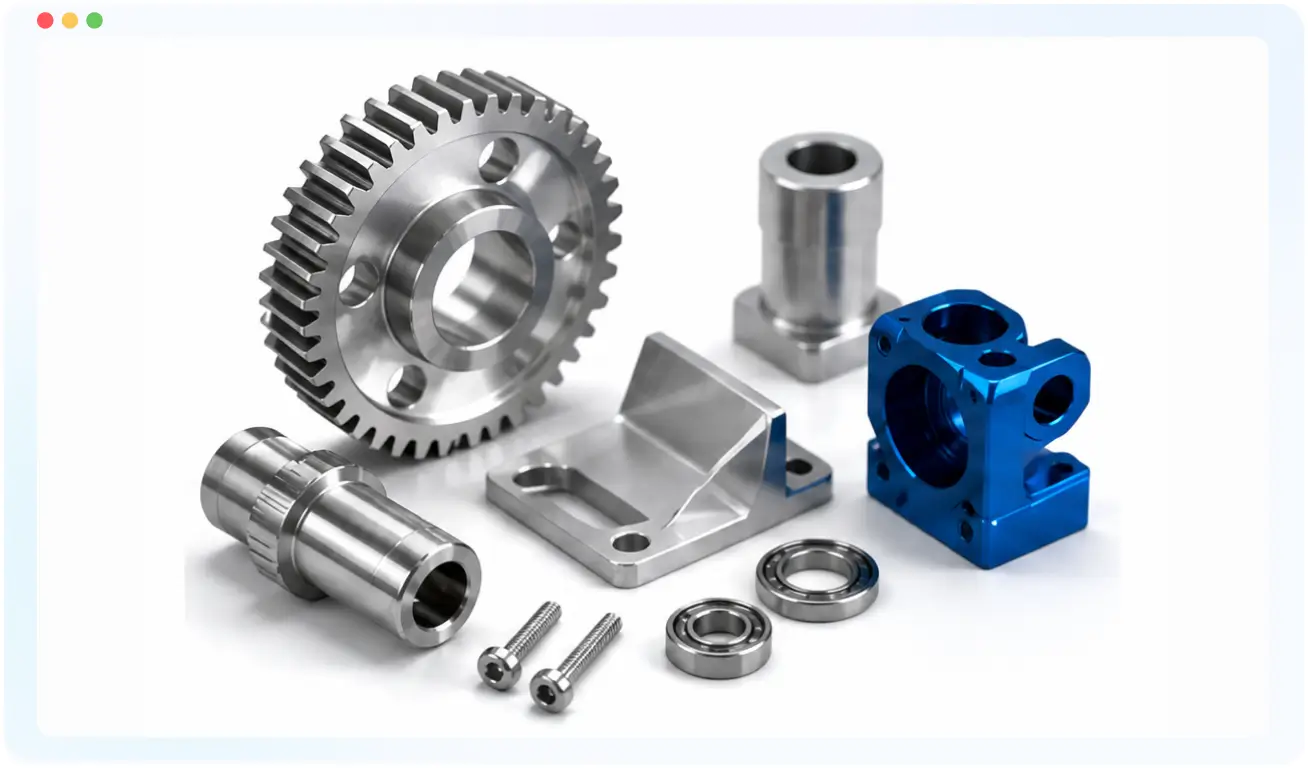 JLCMC standard parts: gear, shaft, bracket, and bearings